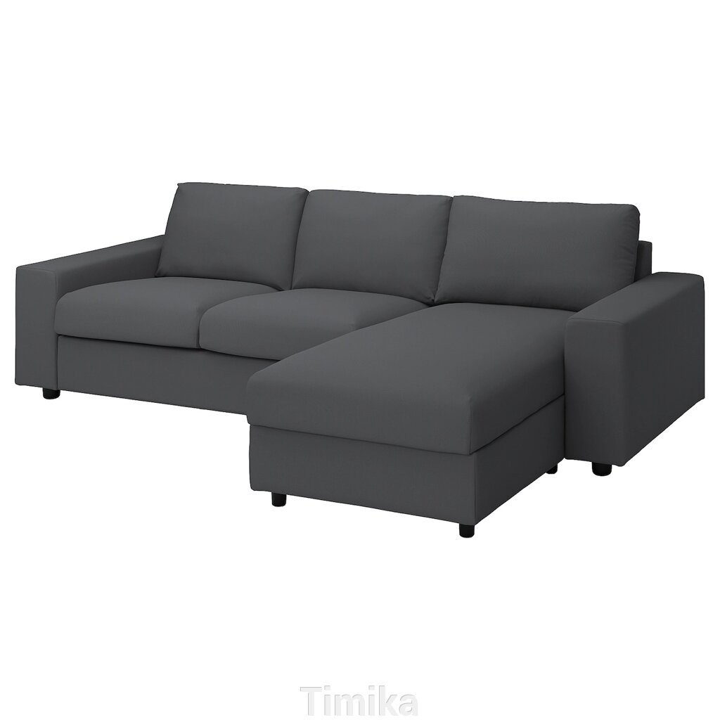 ВІМЛЕ 3-місний диван з шезлонгом, з широкими підлокітниками/Халларп сірий від компанії Timika - фото 1