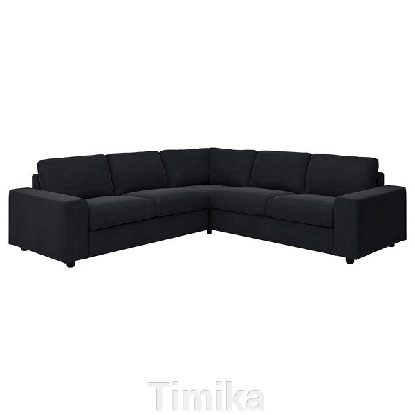 ВІМЛЕ 4-місний кутовий диван, з широкими підлокітниками/Saxemara чорно-синій від компанії Timika - фото 1