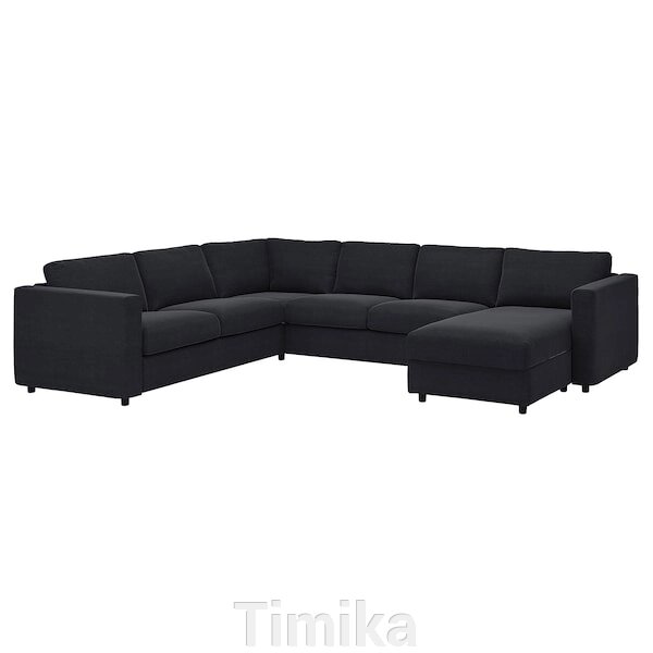 VIMLE 5-місний кутовий диван з шезлонгом, Saxemara чорно-синій від компанії Timika - фото 1