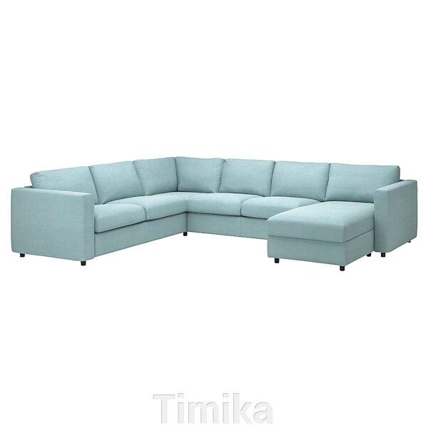 VIMLE 5-місний кутовий диван з шезлонгом/Saxemara світло-блакитний від компанії Timika - фото 1