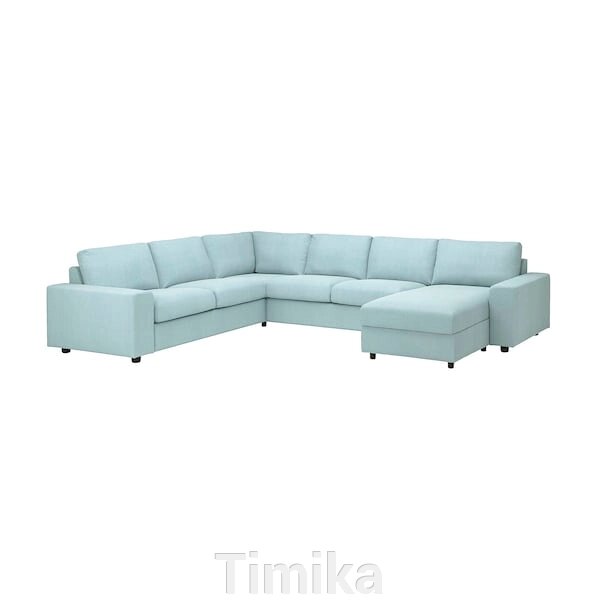 VIMLE 5-місний кутовий диван з шезлонгом, широкі підлокітники/Saxemara світло-блакитний від компанії Timika - фото 1