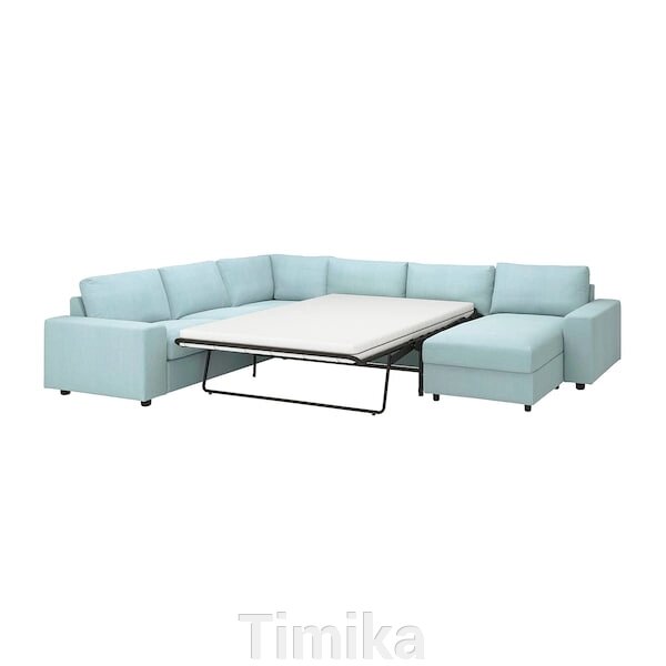 ВІМЛЕ Кутовий диван-ліжко 5° з шезлонгом, з широкими підлокітниками/Saxemara light blue від компанії Timika - фото 1