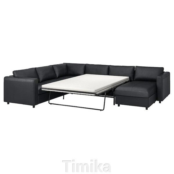 ВІМЛЕ Кутовий диван-ліжко 5o з шезлонгом, чорний/Grann/Bomstad від компанії Timika - фото 1
