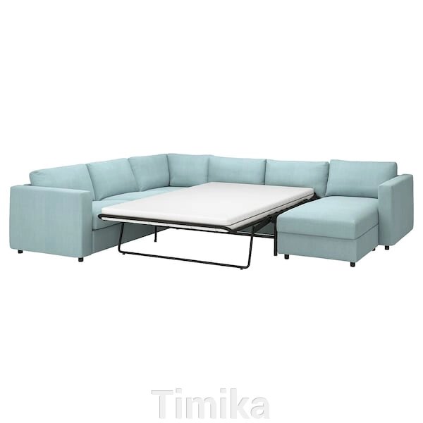 ВІМЛЕ Кутовий диван-ліжко 5o з шезлонгом, Saxemara світло-блакитний від компанії Timika - фото 1