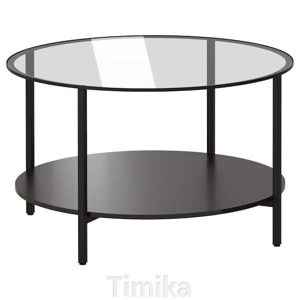 VITTSJÖ Стіл журнальний, чорно-коричневий/скло, 75 см від компанії Timika - фото 1