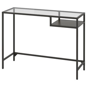 VITTSJÖ Столик для ноутбука, чорно-коричневий/скло, 100x36 см