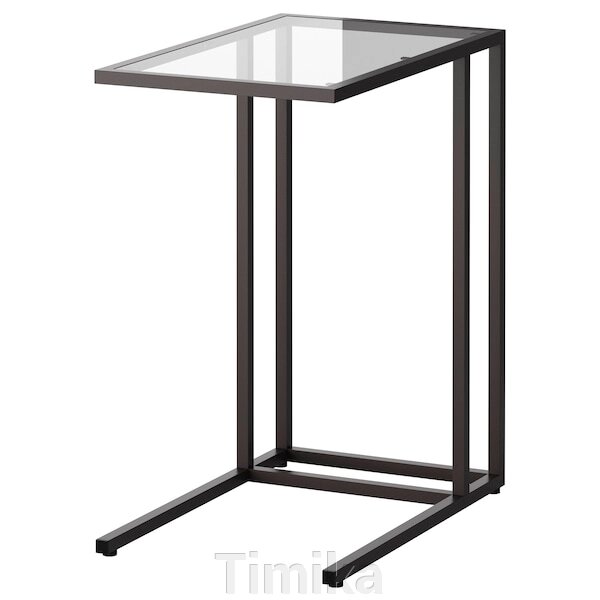 VITTSJÖ Столик для ноутбука, чорно-коричневий/скло, 35x65 см від компанії Timika - фото 1