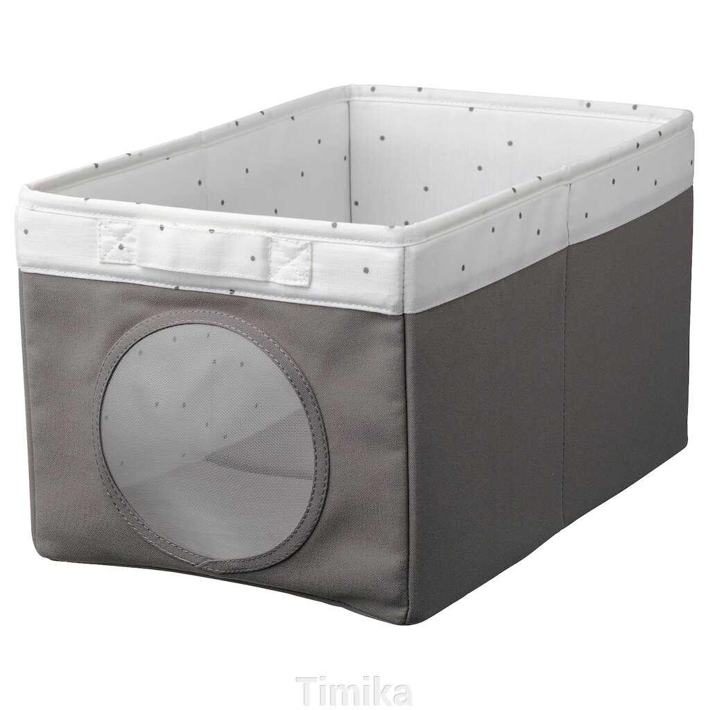 Ящик для білизни, сірий/білий в крапку, 25x37x22 см від компанії Timika - фото 1