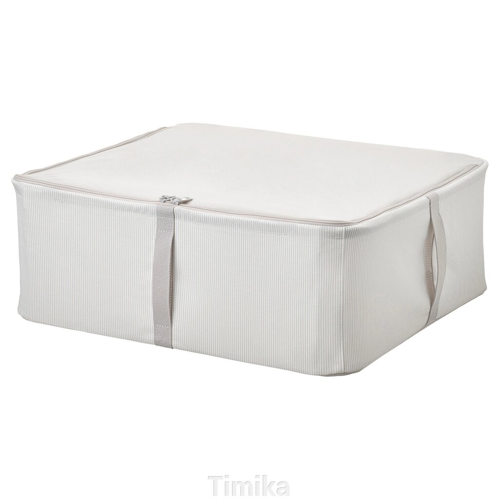 Ящик для зберігання одягу/постільної білизни HEMMAFIXARE, тканина в смужку/білий/сірий, 44x51x19 см від компанії Timika - фото 1