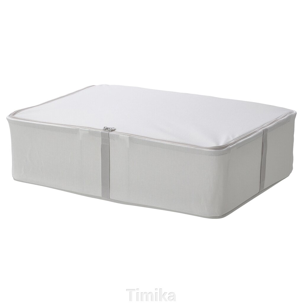 Ящик для зберігання одягу/постільної білизни HEMMAFIXARE, тканина в смужку/білий/сірий, 69x51x19 см від компанії Timika - фото 1