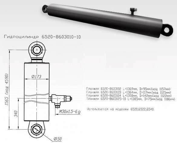 КАМАЗ-гідравлічний циліндр 6520-8603010 - особливості