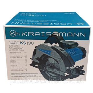 Пила дискова циркулярна Kraissmann 1400 KS 190 (190 диск, лазер)