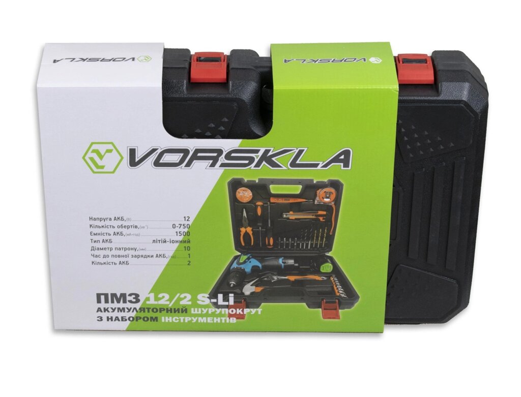 Шуруповерт акумуляторний з набором інструментів VORSKLA ПМЗ 12/2 S-LI від компанії Profi Tools - фото 1