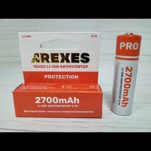 Акумулятор Arexes 18650 Li-Ion 2700 mAh, 3.7v із захистом Червоний