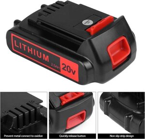 Акумулятор батарея заміна для Black and Decker 20 V 2500 mAh LBXR20