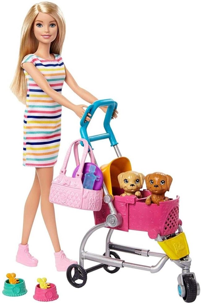 Барбі Барбі Прогулянка з цуценятами колясці GHV92 stroll n play pups doll від компанії Компас - фото 1