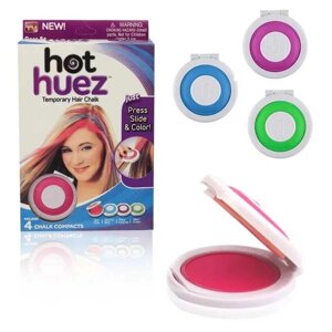 Кольорові крейди для волосся Hot Huez 4 кольори кольорова пудра для фарбування