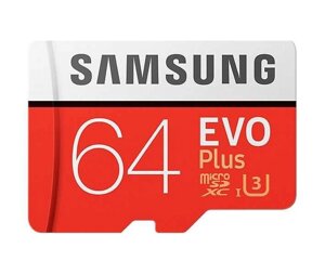 Картка памм&x27, п'яті Samsung EVO Plus microSDXC 64GB сlass10 + SD адаптер