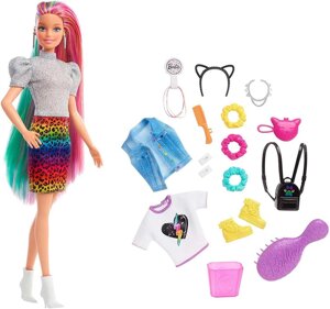 Лялька Барбі Райдужний леопард, Barbie Leopard Rainbow Hair Doll, Mattel