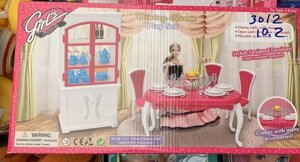Меблі для ляльок gloria girl&x27,s 3012 їдальня - сервант, стіл, п