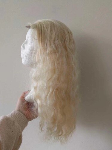 Перука жіноча 55 см синтетичний термоволокно хвилясті блонд