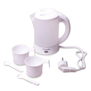 Чайник електричний Kamille 0.6 л пластиковий (білий/матовий c чашками