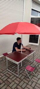 Стіл на 4 стільці + парасолька, для пікніка, столик розкладний посилений! Кемпінг
