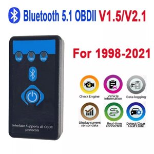 ELM327 V1.5 OBD2 II Bluetooth 5,1 автомобільний діагностичний сканер