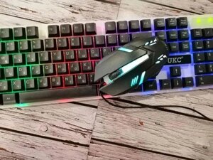 Комплект провідна клавіатура LED та ічна миша UKC K01 підсвічування
