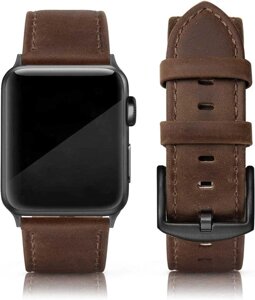 Шкіряний ремінець PARMPH Apple Watch 42/44/45мм шоколадно-коричневий