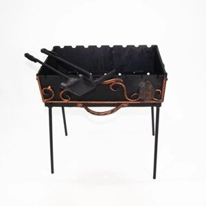 Мангал кований розкладний чемодан (кочерга та совок), на 8 шампурів