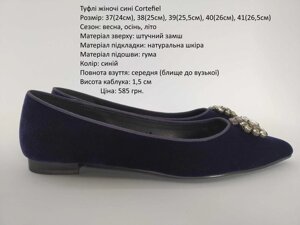 Туфлі жіночі сині шкіряні (043) туфлі жіночі