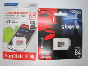 MicroSD 64Gb Class 10 Карта пам'яті нова флешка SanDisk Kingston