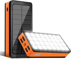 Power Bank 30000 мА·год повербанк сонячна панель 32 світлодіоди