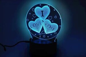 Продам 3D світильник нічник з пультом Creative I Love You