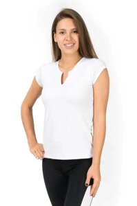 Спортивна футболка жіноча з V-подібним вирізом, біла