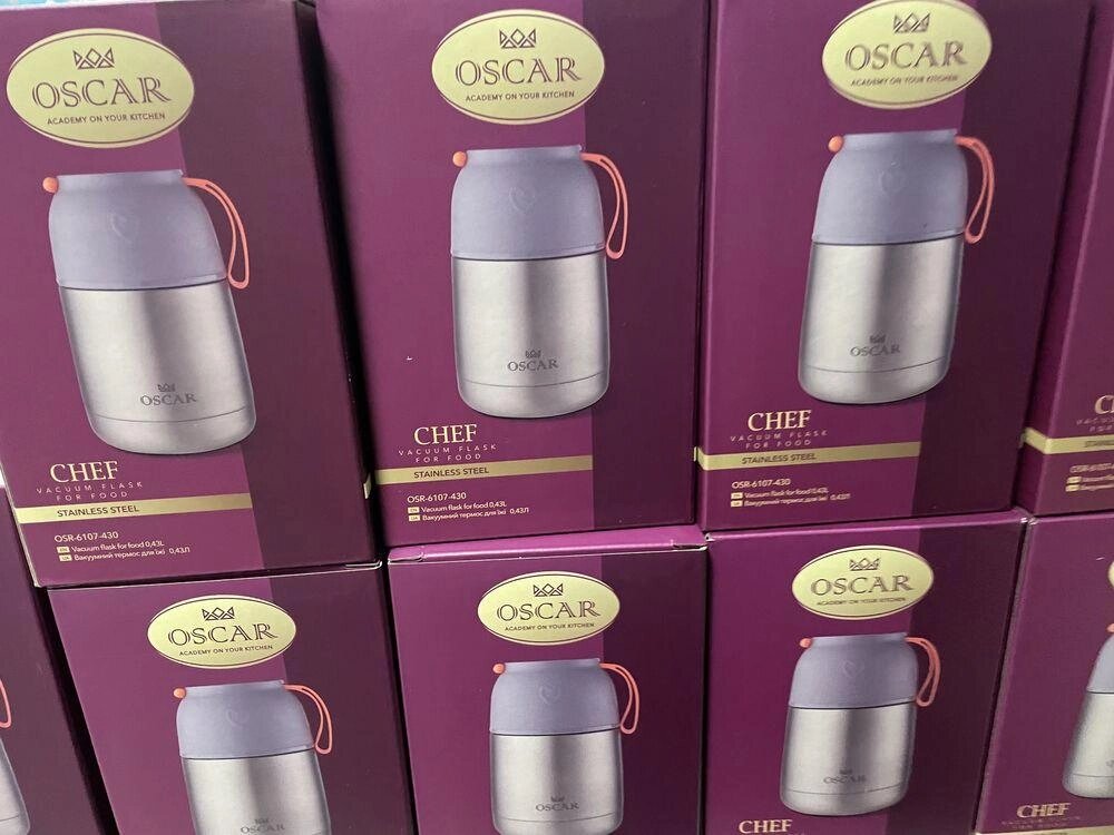 Термос для їжі з ложкою Oscar Chef 430 мл від компанії Компас - фото 1