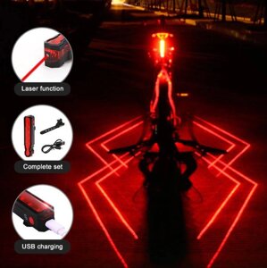 Вело габарит 5 LED USB з лазером + лазерна указка стоп/моргалка/ліхтар