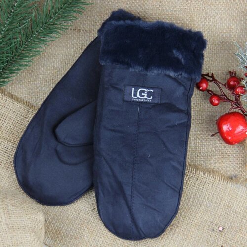 Жіночі рукавиці екозамшеві з хутром розмір М-L зима