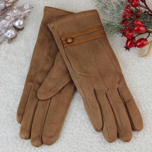 Жіночі велюрові рукавички на хутрі осінь-зима SM код 17059