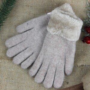 Жіночі зимові рукавиці вовняні з хутряною підкладкою S-М код 17061