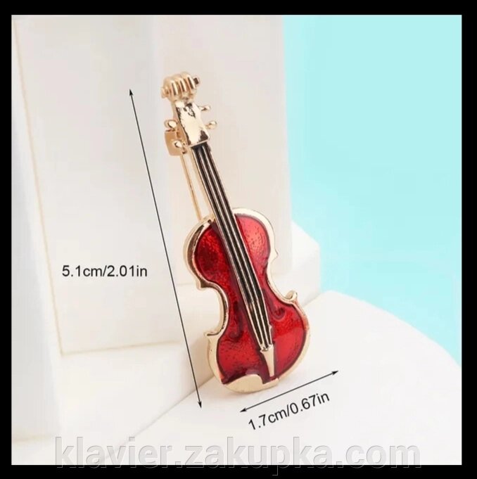 Брошка-скрипка (червона) від компанії Нотний магазин "Клавир" - фото 1