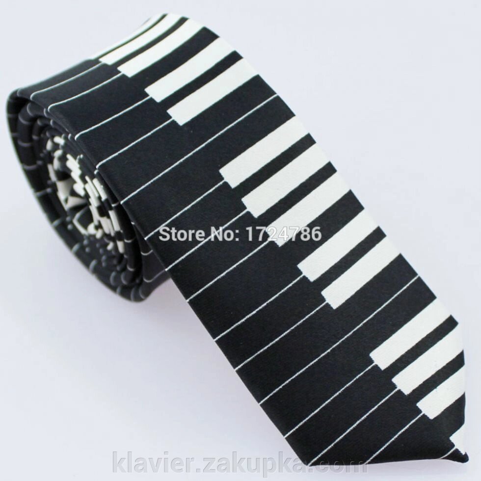 Краватка музичний (клавіатура чорна) від компанії Нотний магазин "Клавир" - фото 1