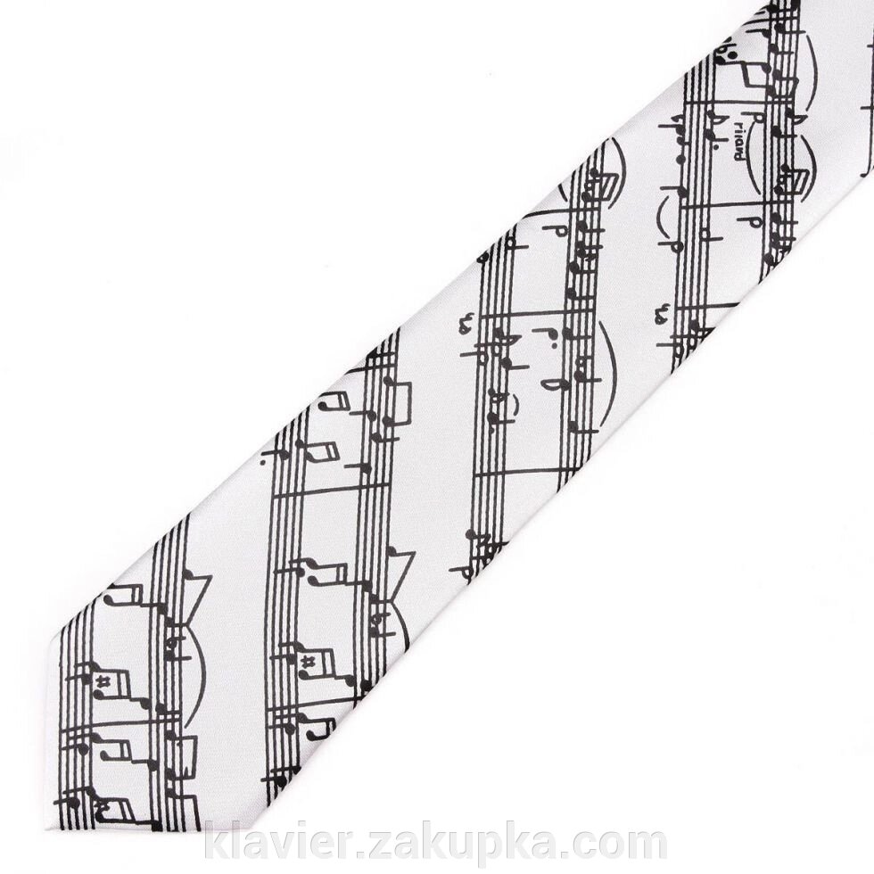 Краватка музичний з нотами (білий) від компанії Нотний магазин "Клавир" - фото 1
