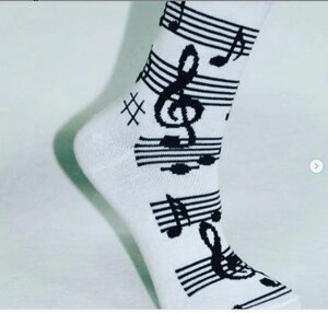 Шкарпетки з нотами (ноти на білому)