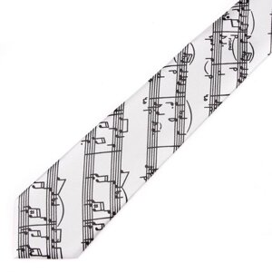 Краватка музичний з нотами (білий)