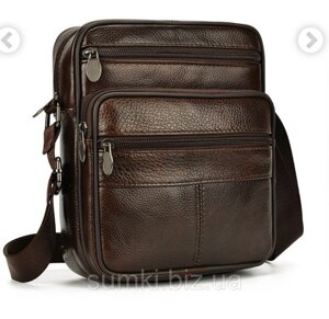 Шкіряні чоловічі сумочки через плече, сумка барсетка месенджер, SWAN-205 планшетка Натуральна шкіра 19 * 16 см