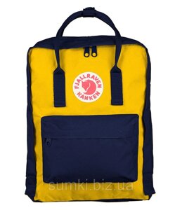 Ранець шкільний Kanken Fjallraven ортопедичний рюкзак сумка портфель оригінал Канків з лисицею Жовто - Синій