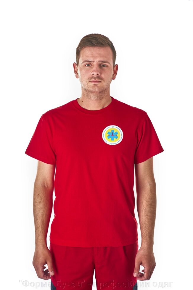 Футболка ЕМД червона чоловіча від компанії "Форма Бучач" - професійний одяг для Екстренної Медицини - фото 1