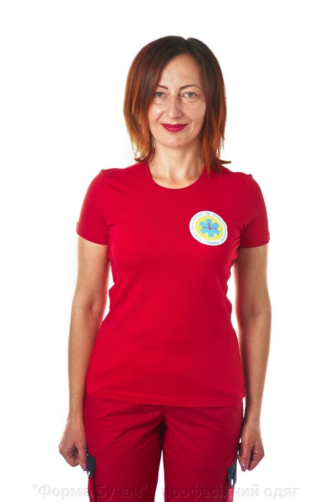 Футболка ЕМД червона жіноча від компанії "Форма Бучач" - професійний одяг для Екстренної Медицини - фото 1
